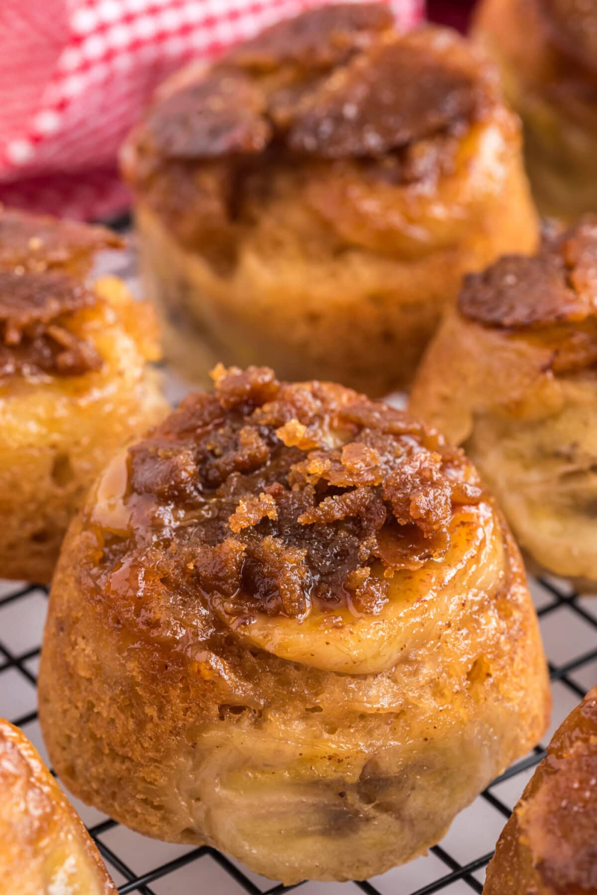 Close up photo of a Banana Upside Down Muffin