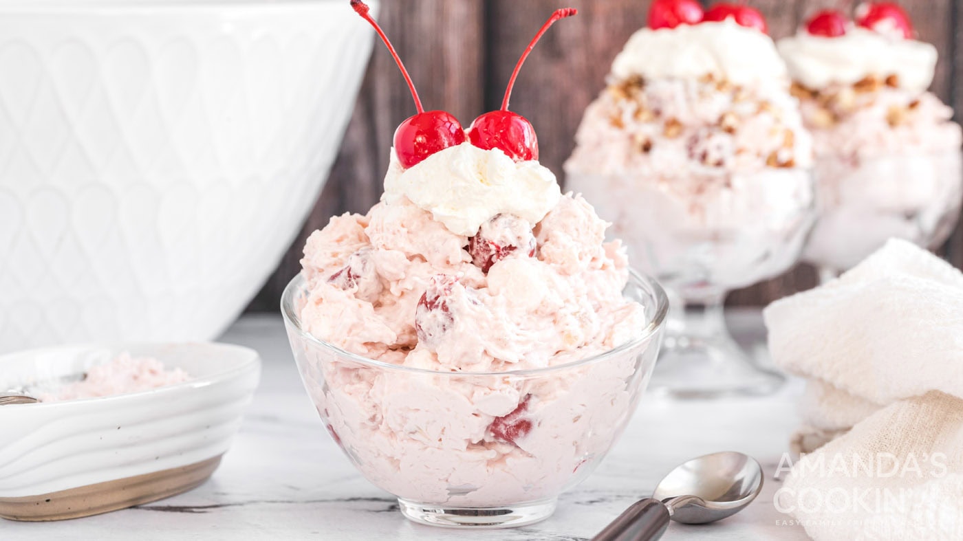 Cherry Fluff - Amanda's Cookin' - No Bake Desserts