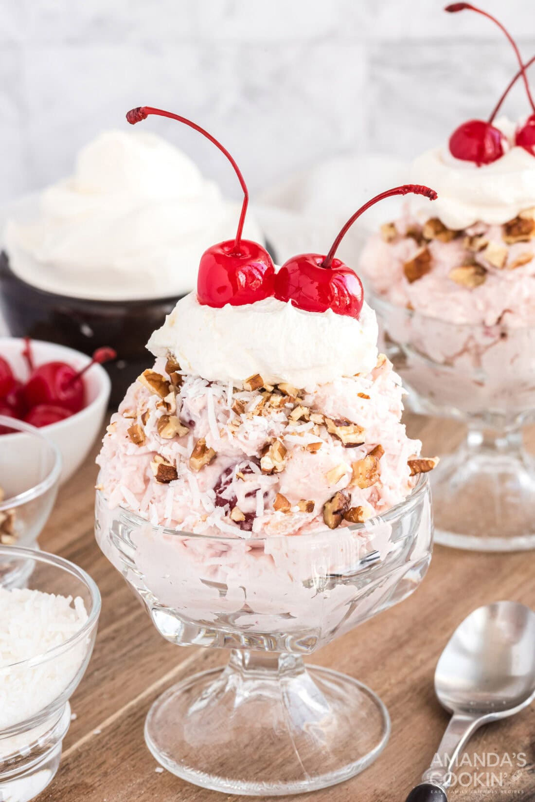 cherry fluff with nuts and whipped cream