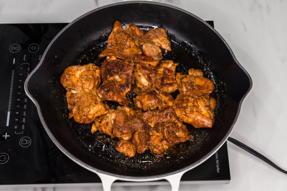 cooked chicken in a skillet