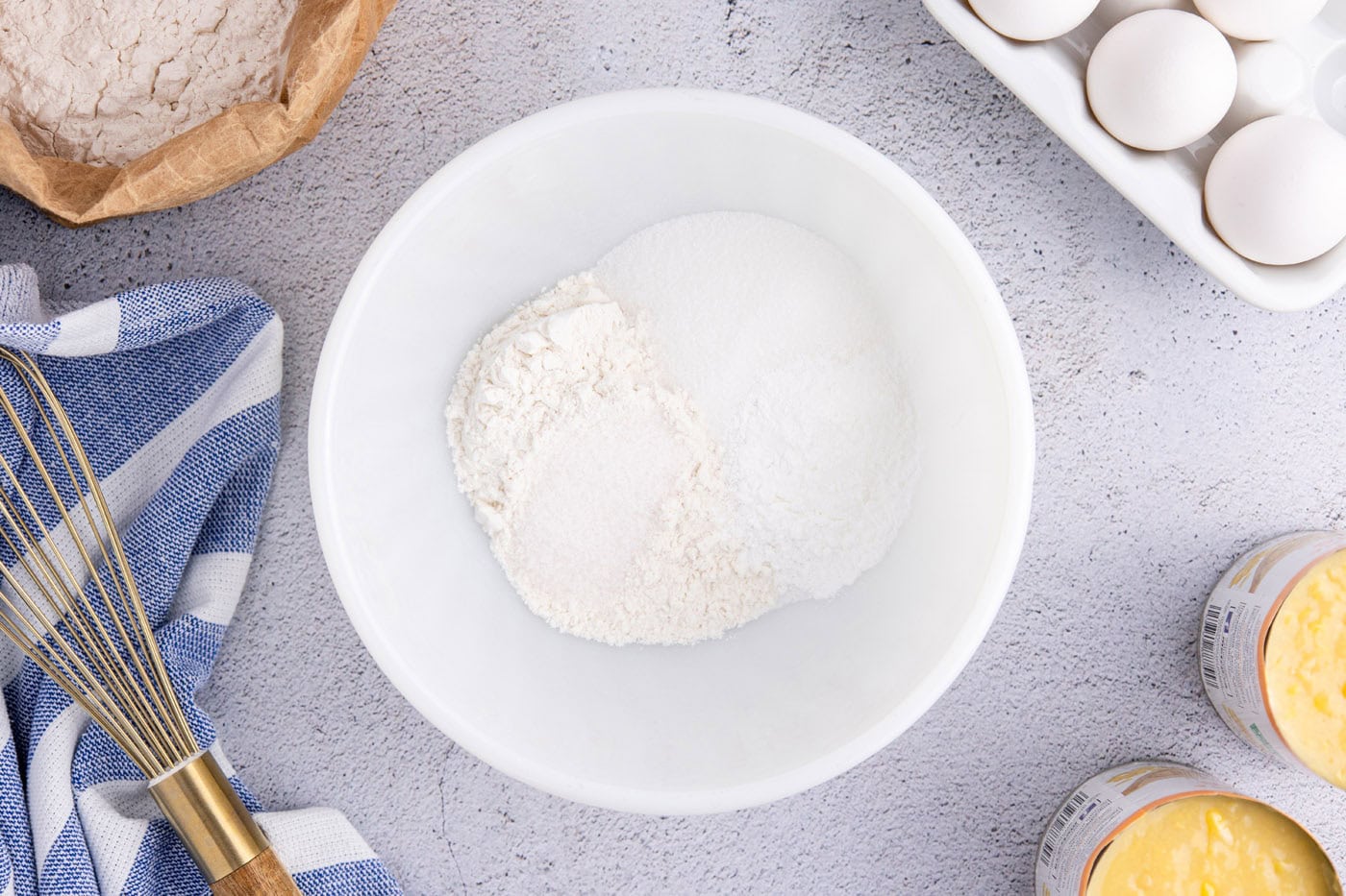 all-purpose flour, granulated sugar, baking powder, and salt in a mixing bowl