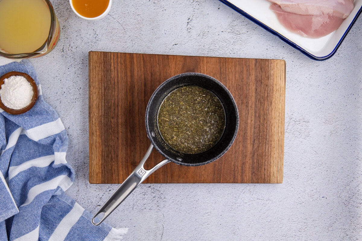 melted butter and seasonings in a saucepan