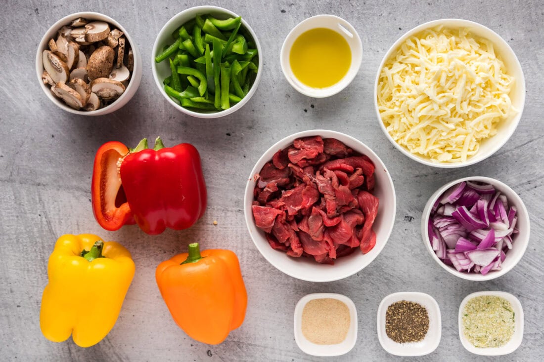 Ingredients for Philly Cheesesteak Stuffed Peppers