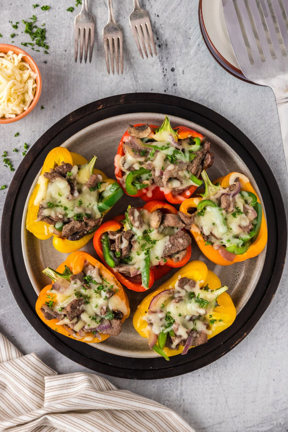 Philly Cheesesteak Stuffed Peppers on a plate