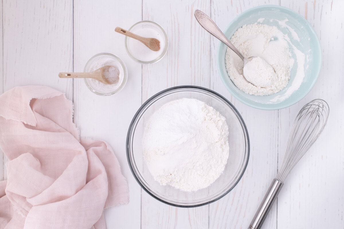 flour, baking powder, and salt in a bowl