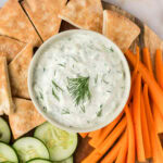 Close up photo of a bowl of Tzatziki Sauce