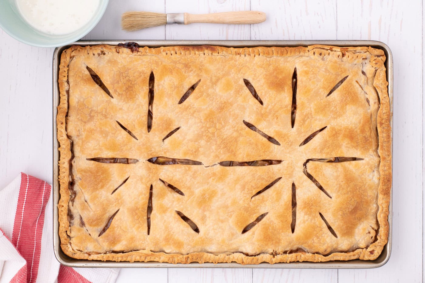 baked apple slab pie in a jelly roll pan