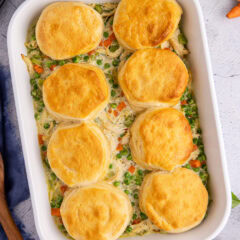 Casserole dish of Chicken Pot Pie Casserole