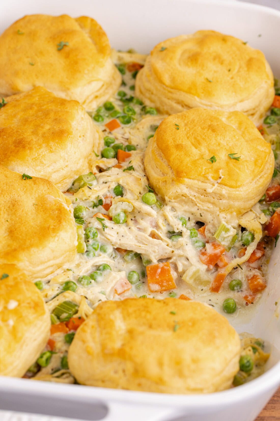 Close up photo of Chicken Pot Pie Casserole