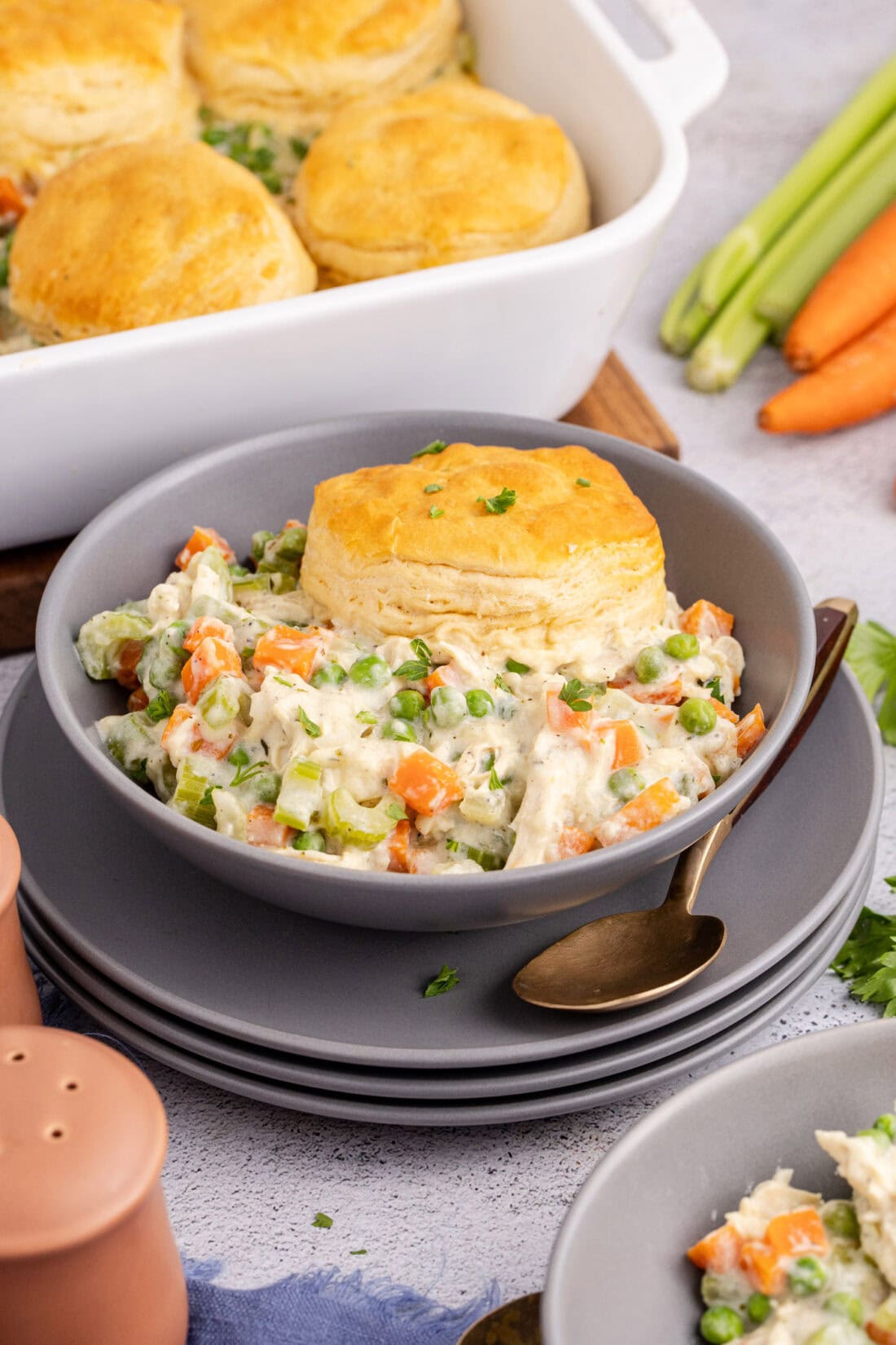 Bowl of Chicken Pot Pie Casserole 