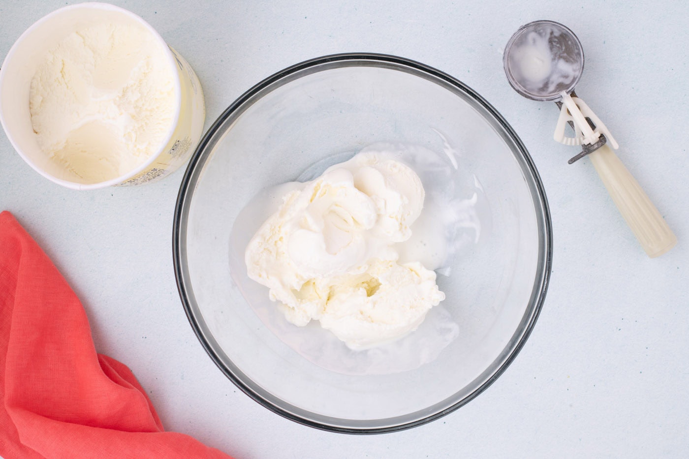 vanilla ice cream in a mixing bowl