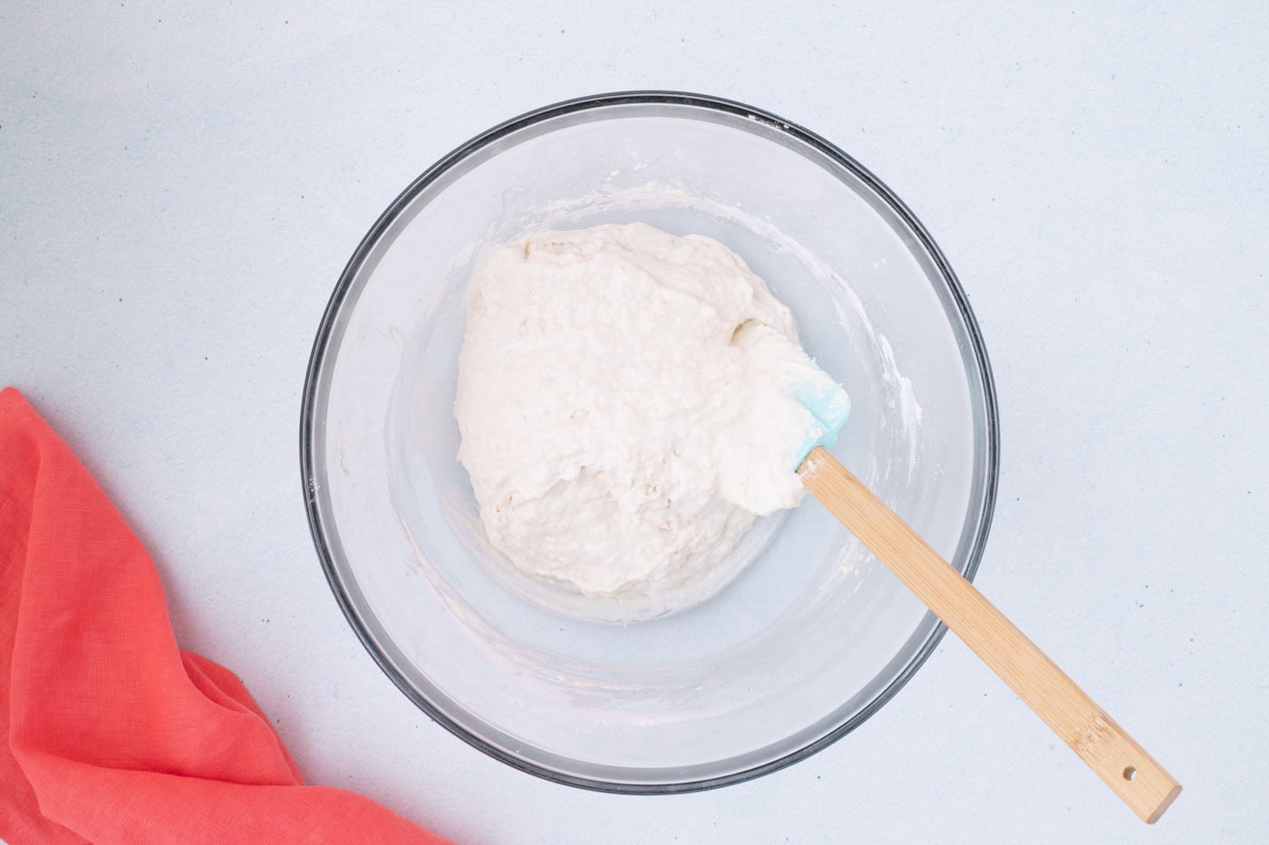 vanilla ice cream and self rising flour mixed in a bowl