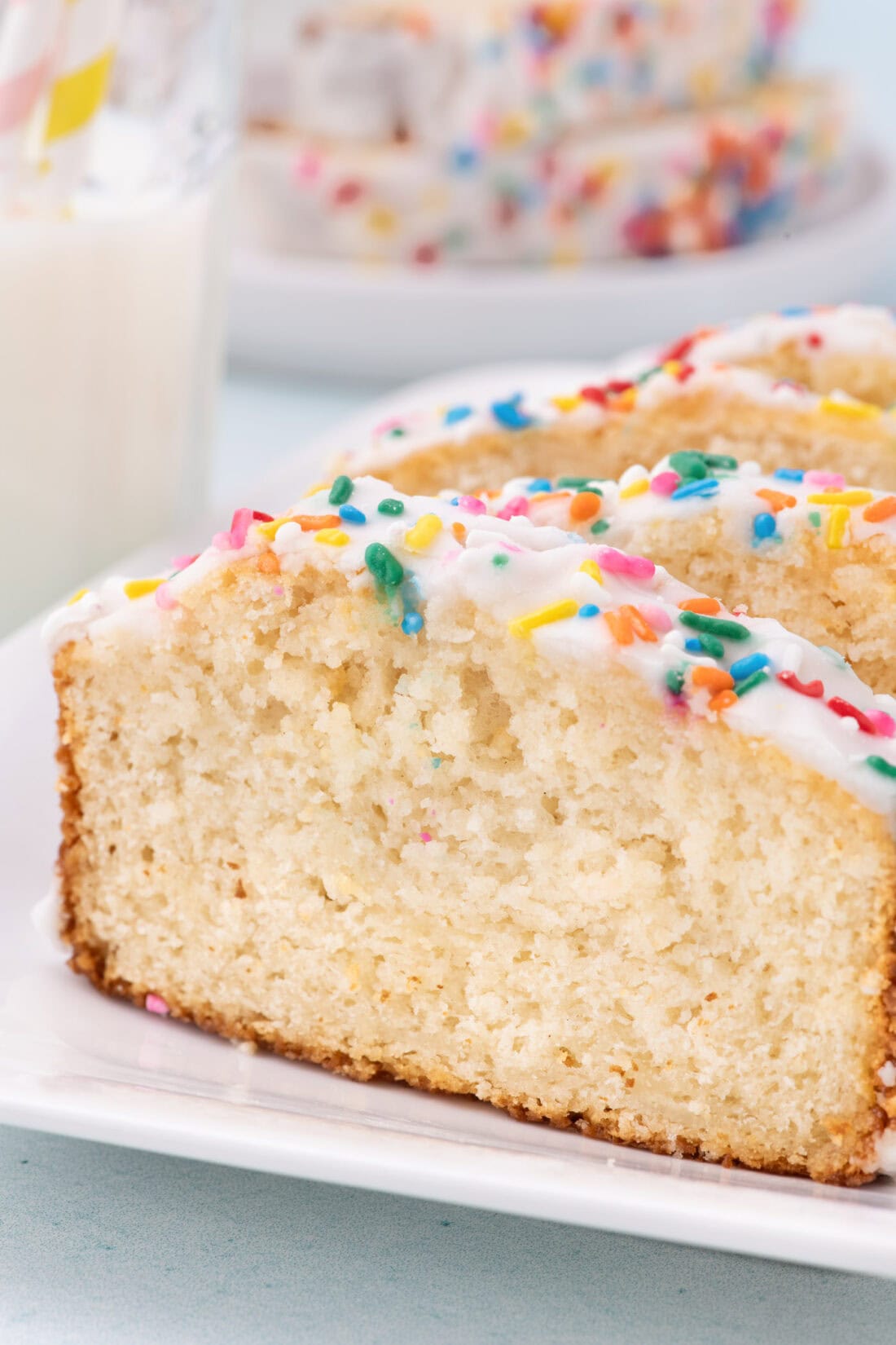 Close up photo of a slice of Ice Cream Bread