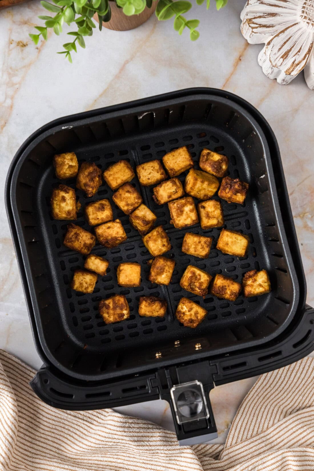 Air Fryer Tofu in an Air Fryer Basket