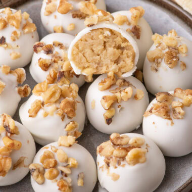 Close up photo of Banana Truffles with one cut in half