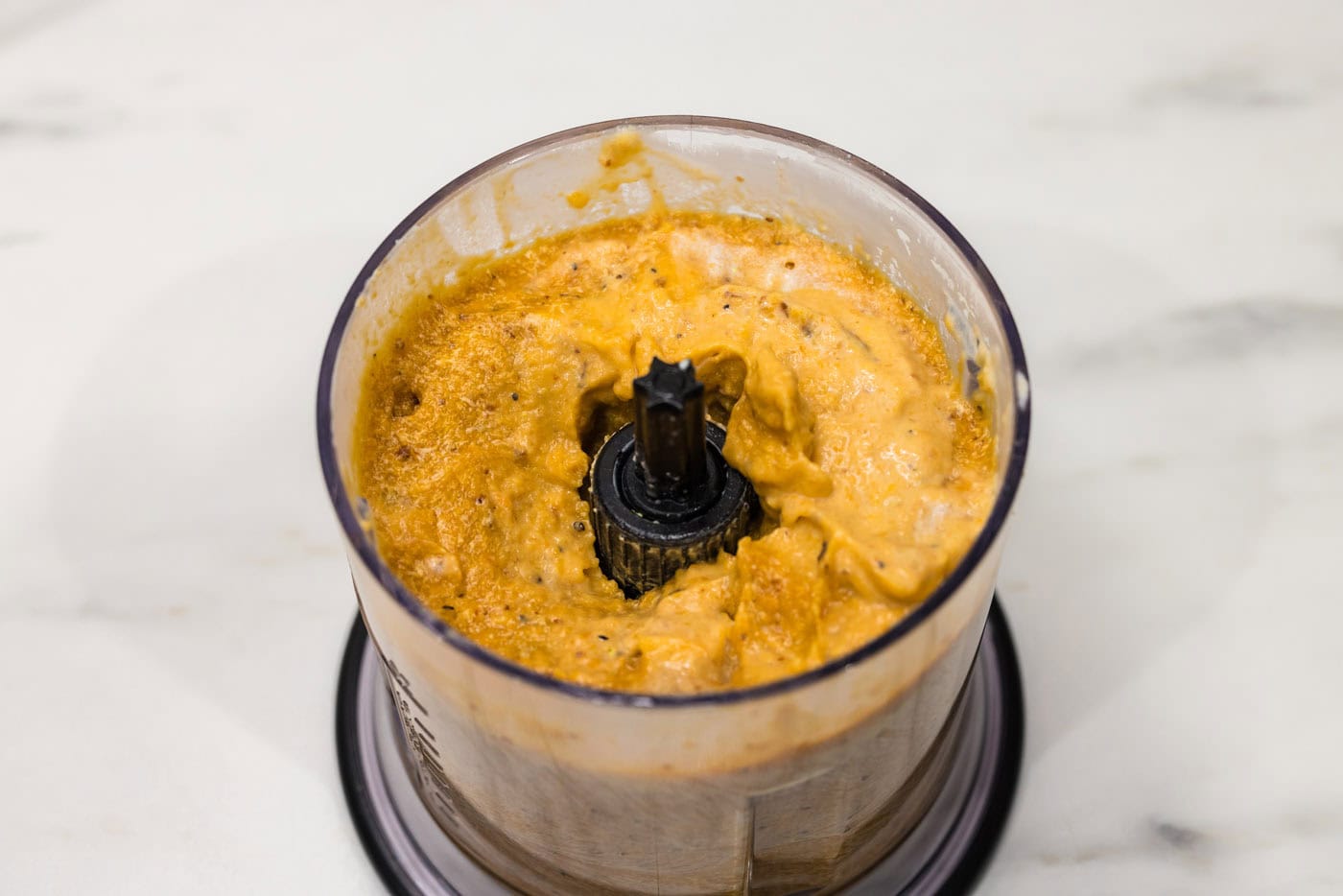 butternut squash pasta sauce in a mini food chopper