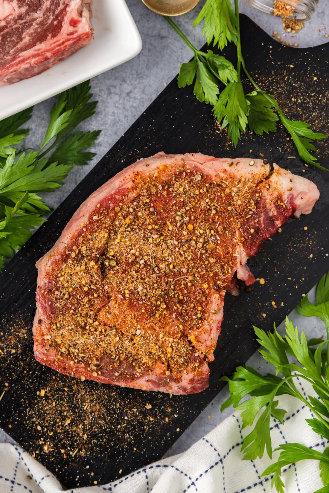 Homemade Montreal Steak Seasoning on a steak