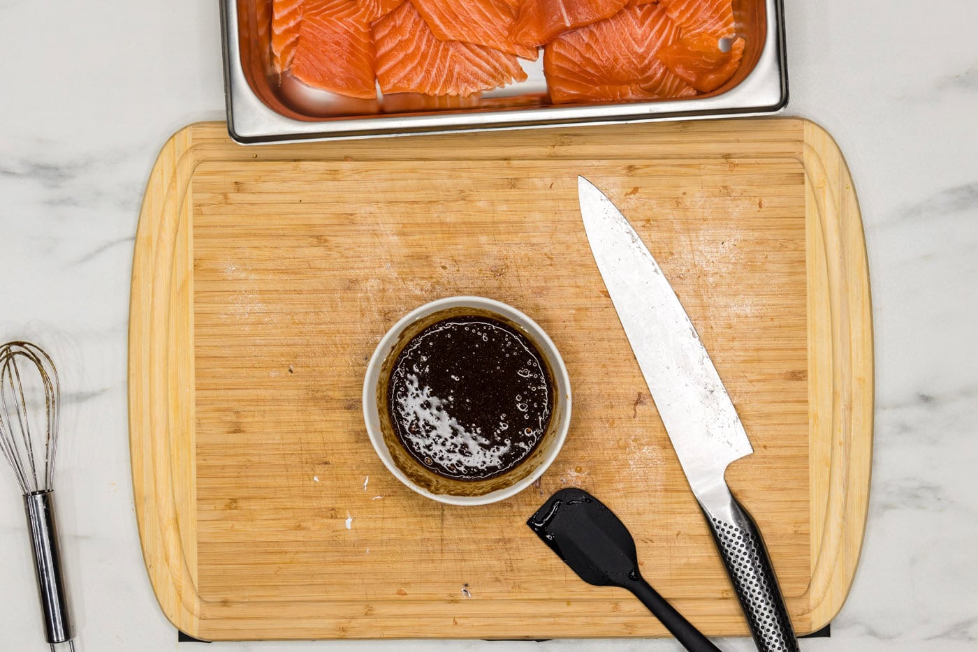 salmon marinade ingredients in a bowl