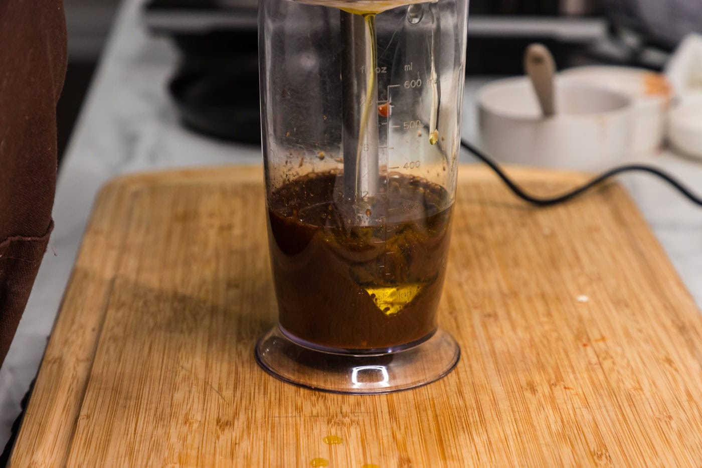 tofu marinade in an immersion blender