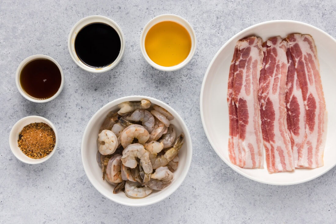 Ingredients for Air Fryer Bacon Wrapped Shrimp