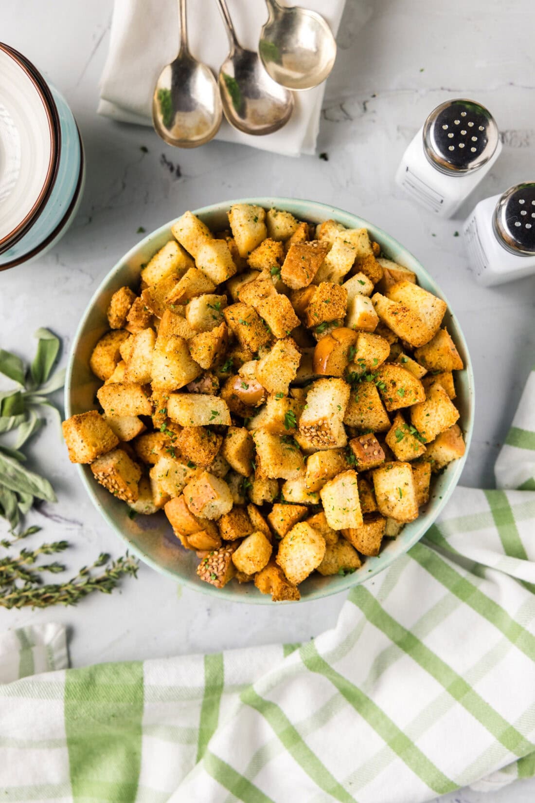 Bowl of Homemade Croutons