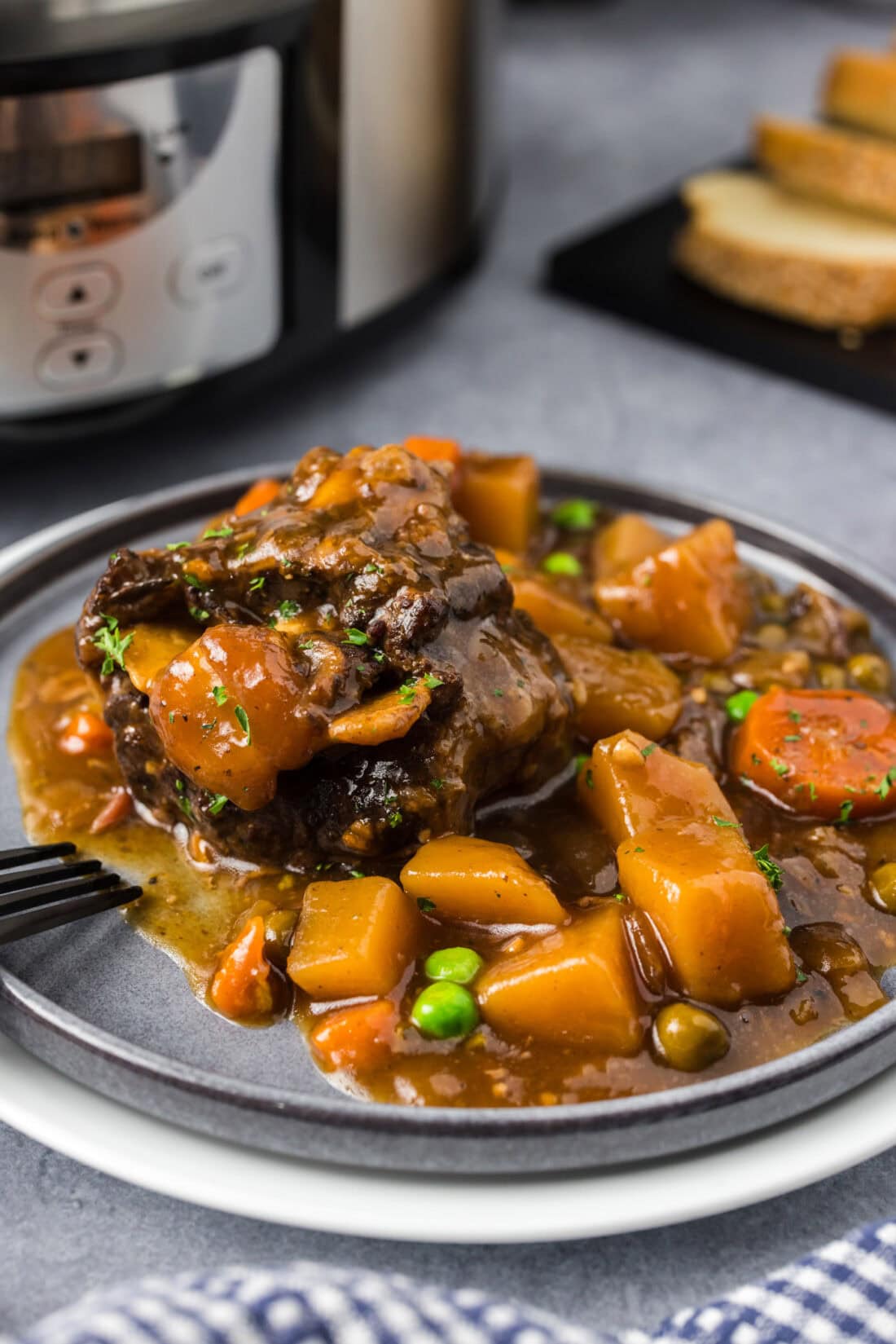 Close up photo of Slow Cooker Oxtail on a plate