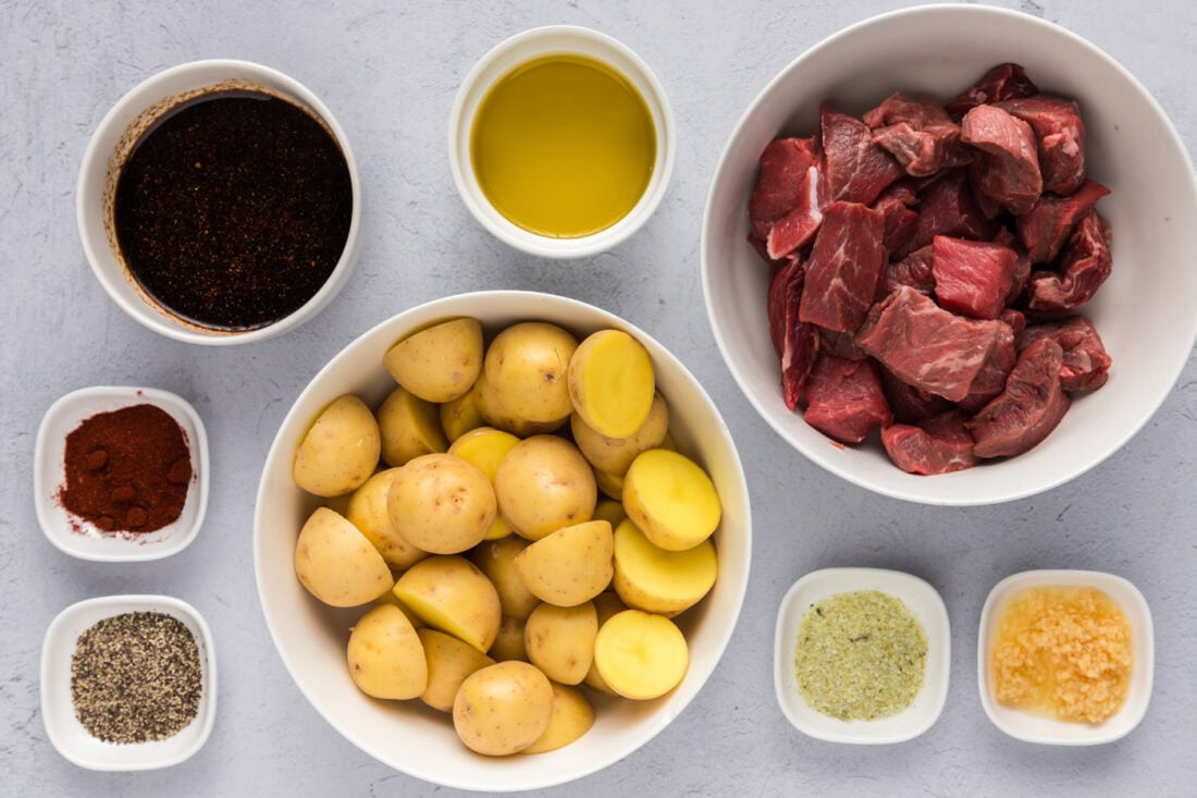 Ingredients for Steak and Potatoes