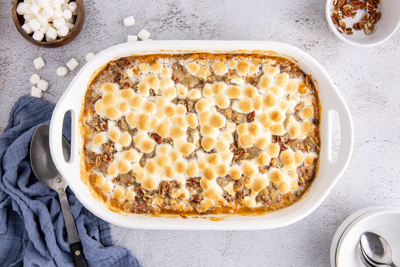 baked sweet potato casserole in a dish