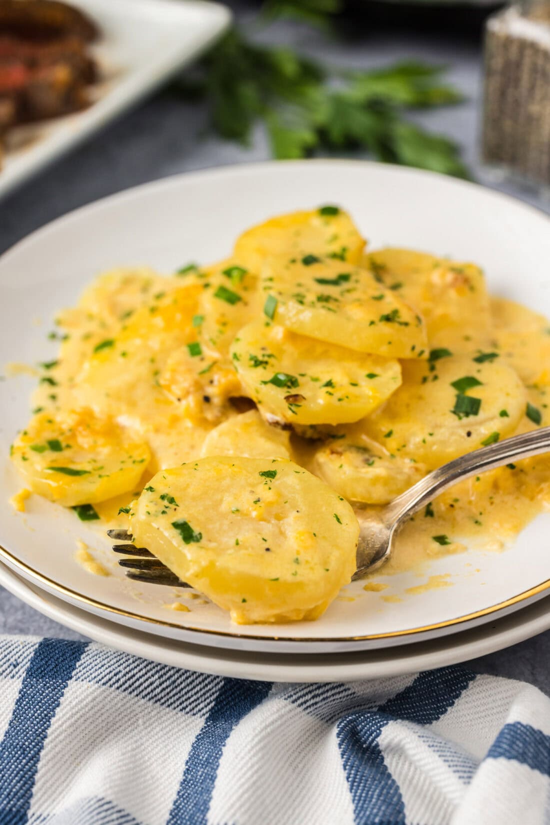 Plate of Crockpot Scalloped Potatoes