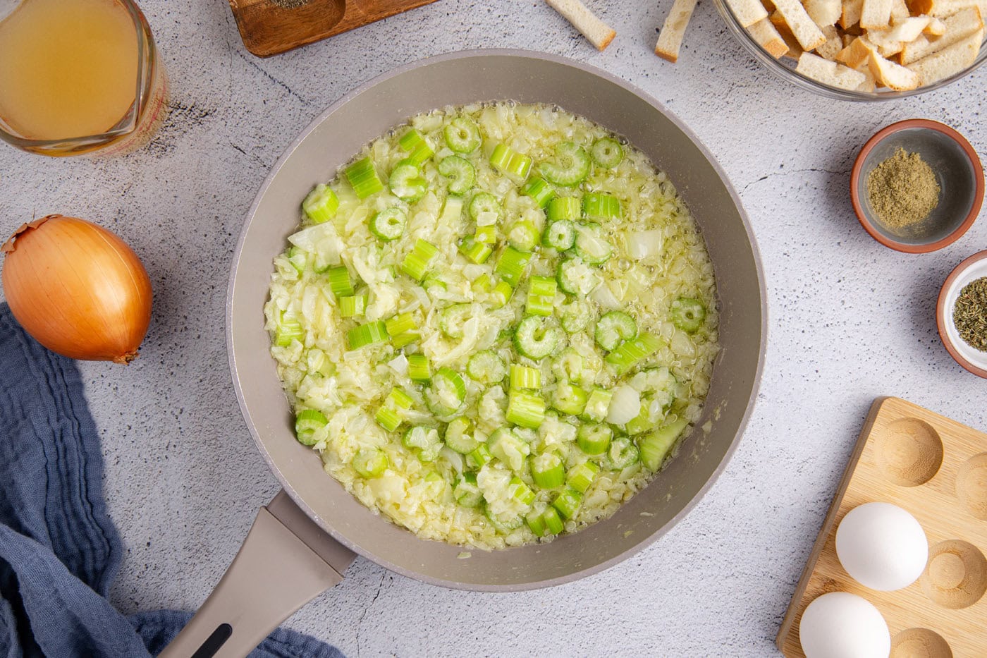 sauteed onions and celery in butter