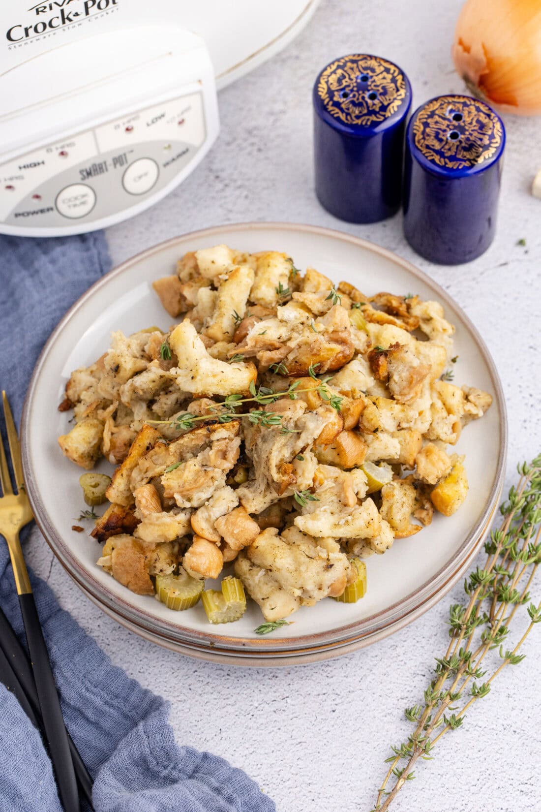 Plate of Crockpot Stuffing