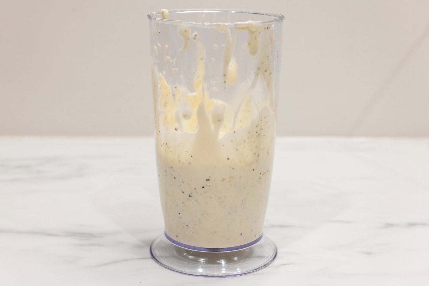 blended garlic aioli in a cup