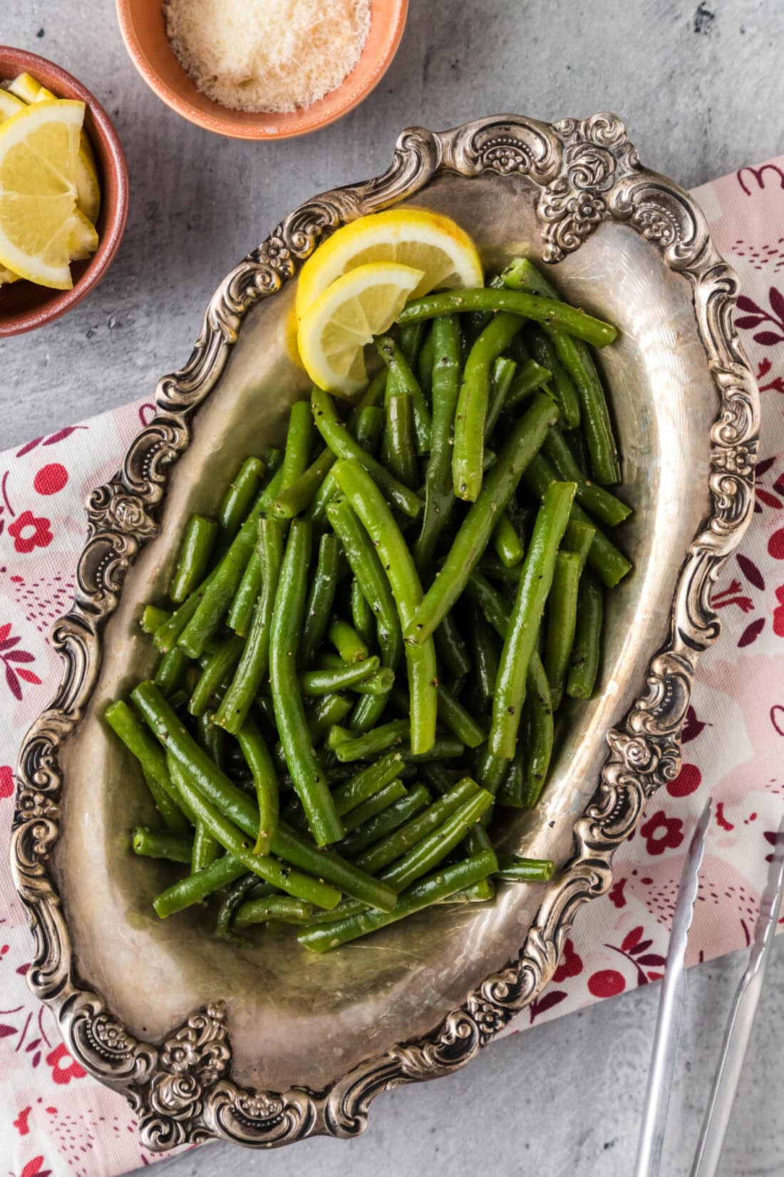 Instant Pot Green Beans in a metal platter