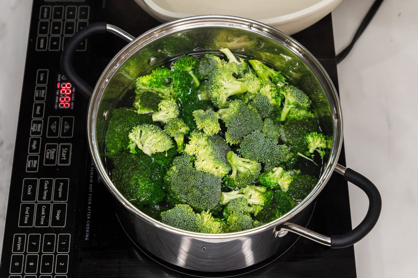 broccoli in a stock pot