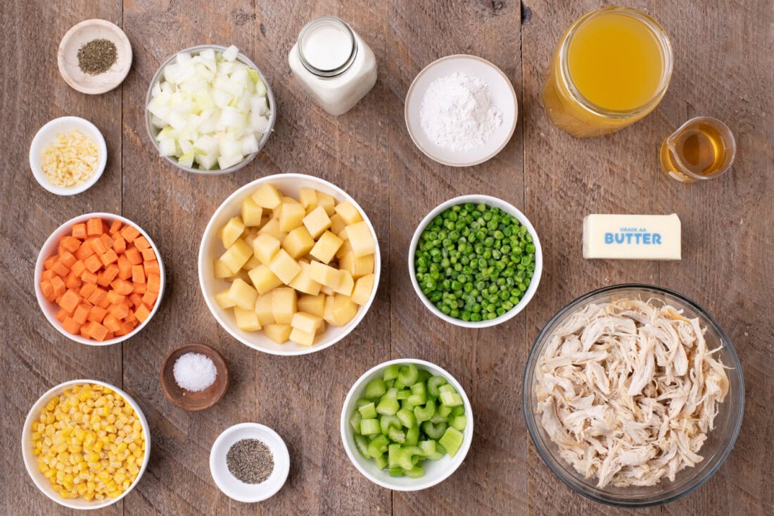 Ingredients for Chicken Pot Pie Soup