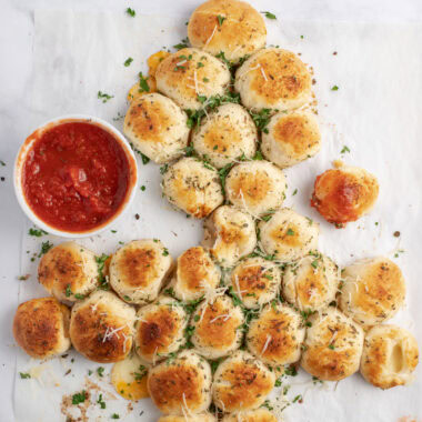 Close up photo of Christmas Tree Pull Apart Bread