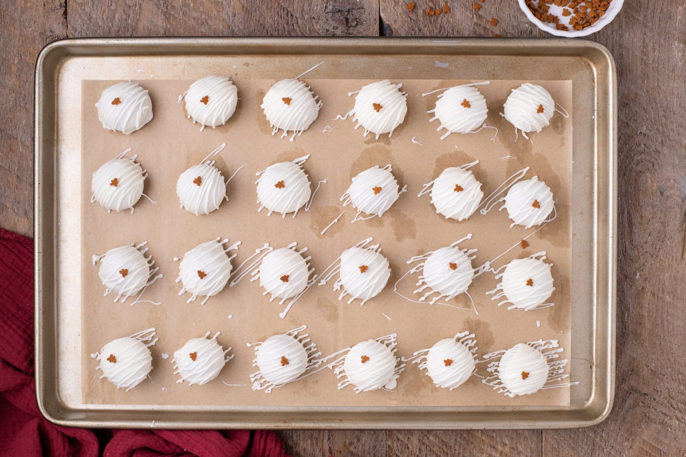 gingerbread truffles on a baking sheet