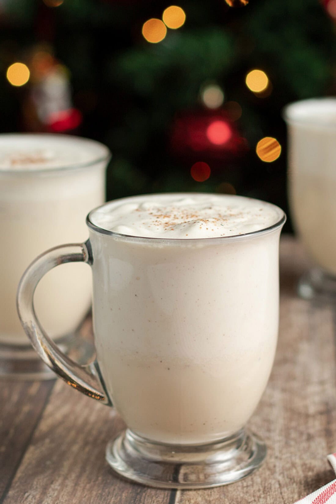 Close up photo of Homemade Eggnog in a mug