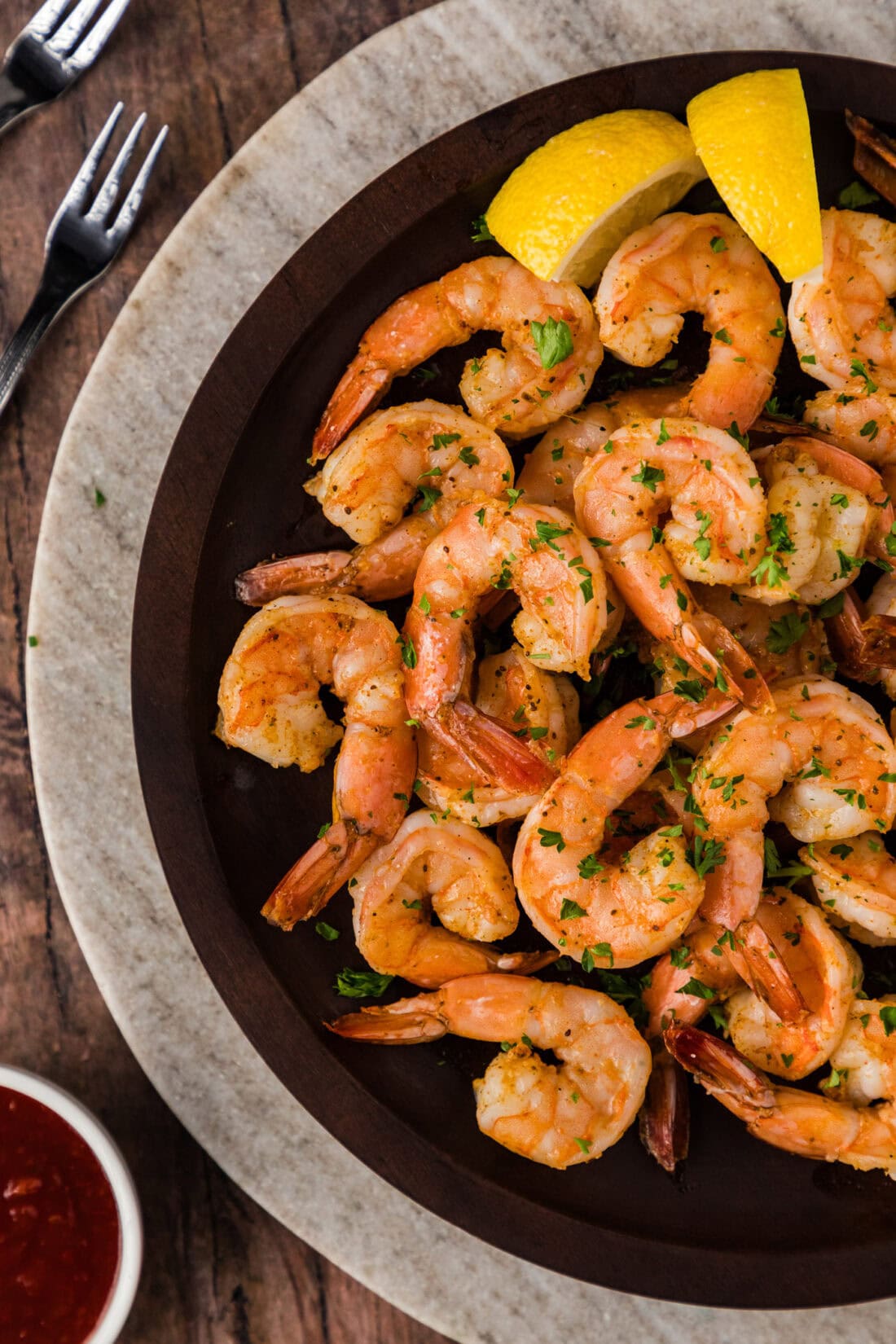 Close up photo of Steamed Shrimp on a plate