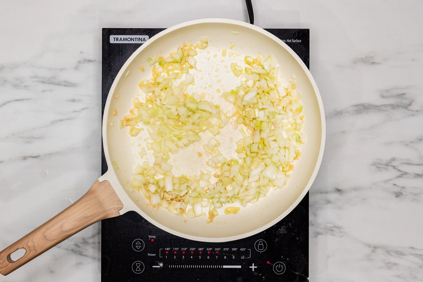 onion and garlic in a skillet