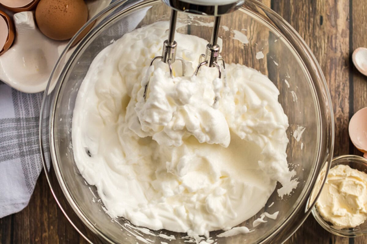 Egg whites and cream of tartar whipped together