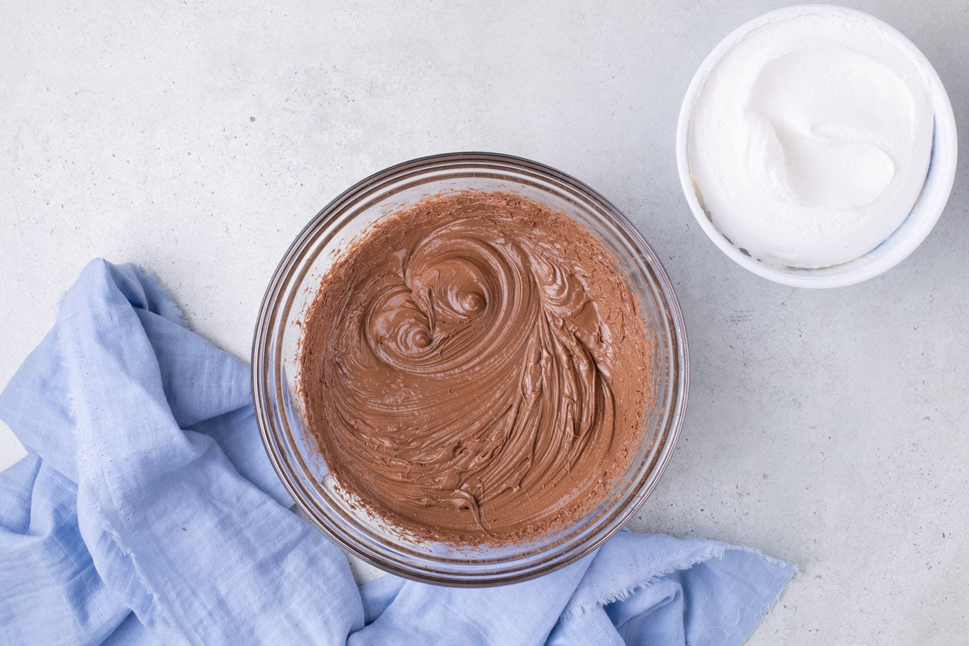 whipped melted chocolate in a bowl