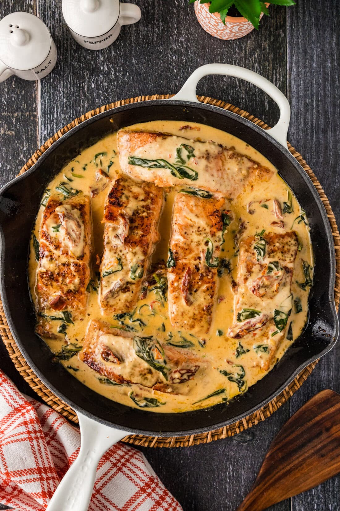 Creamy Salmon in a skillet