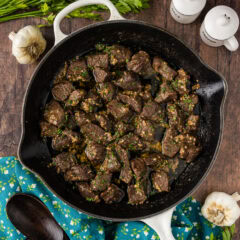 Skillet of Garlic Butter Steak Bites