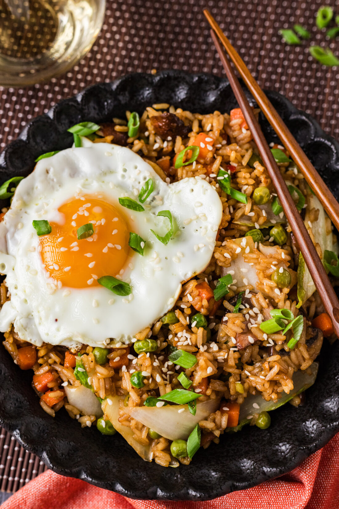 Close up photo of a bowl of Korean Fried Rice