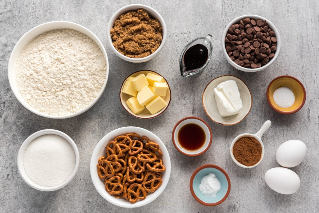 Ingredients for Pretzel Chocolate Chip Cookies