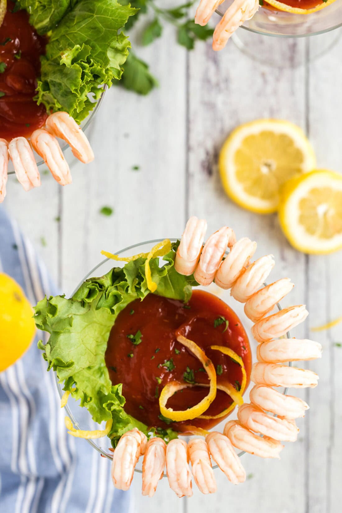 Overhead photo of a Shrimp Cocktail