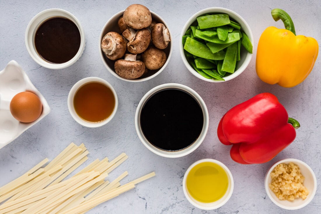 Ingredients for Vegetable Lo Mein