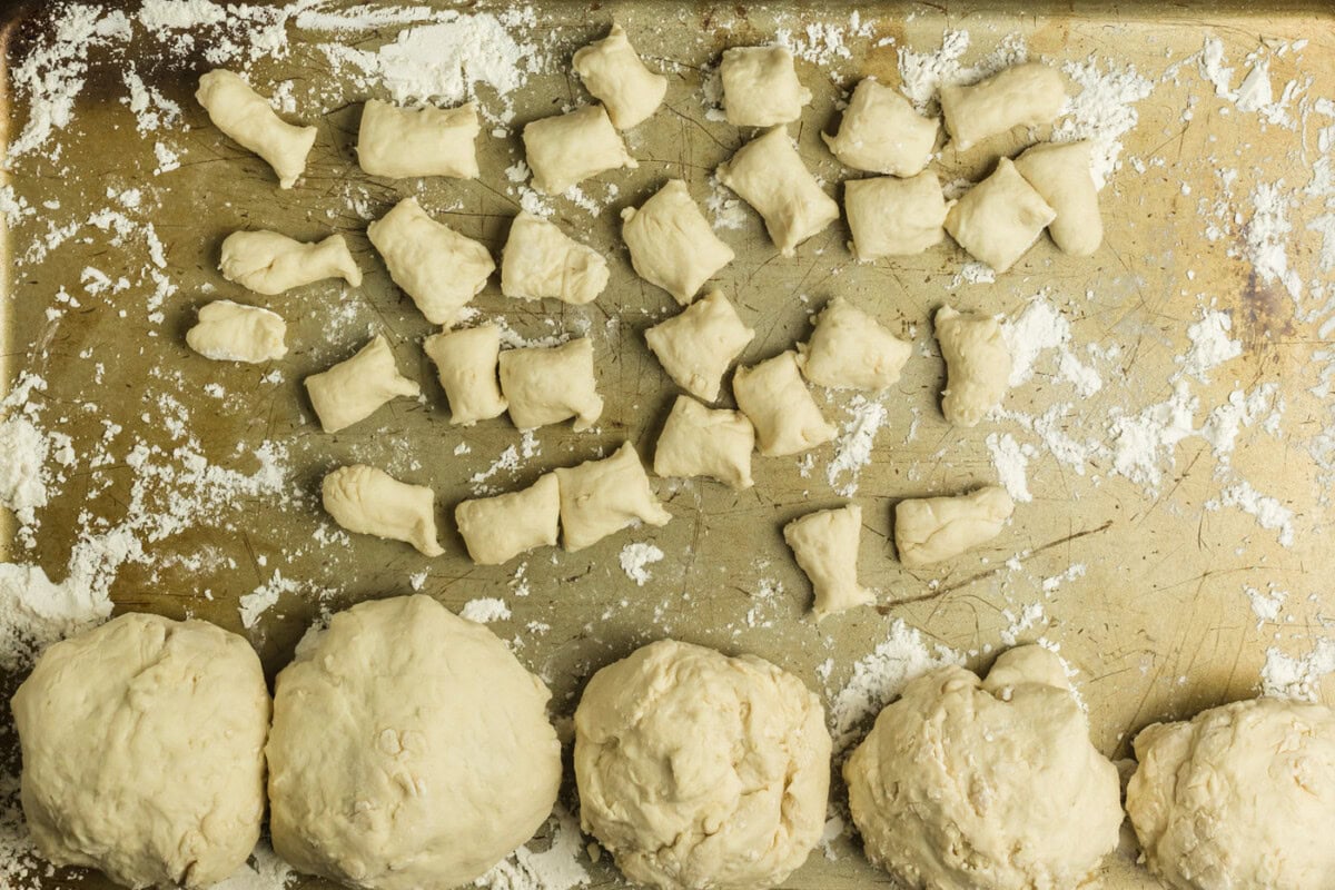 Dough cut into pieces