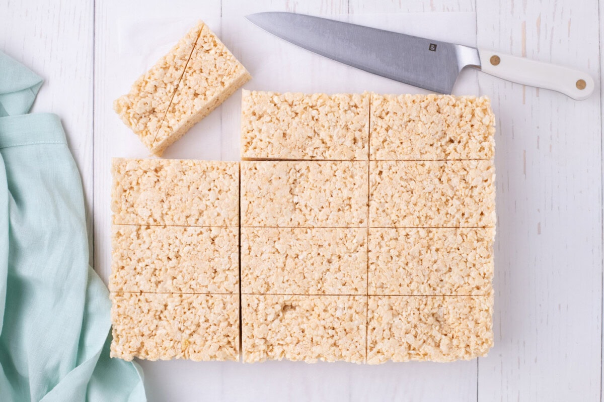 sliced rice krispie treats